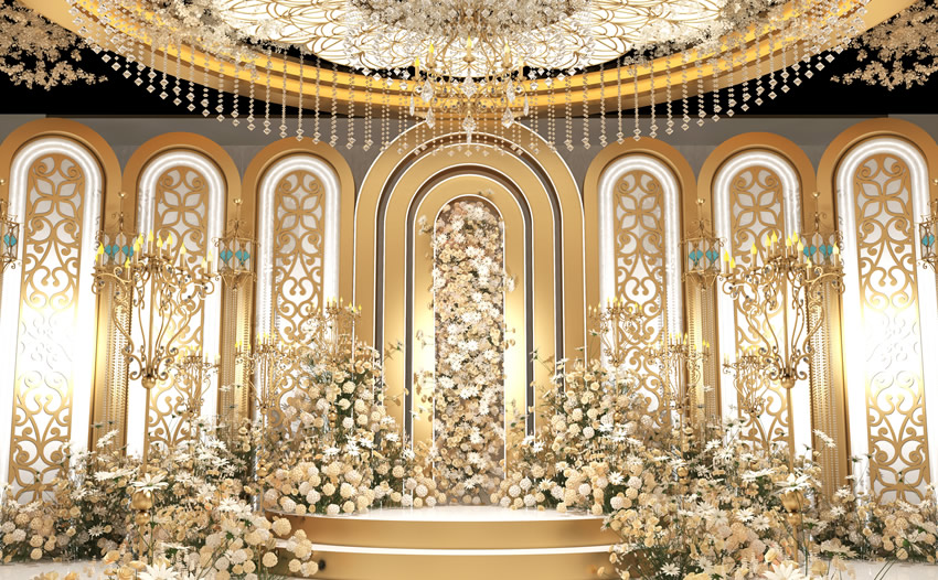 河东香槟色调婚礼堂效果展示